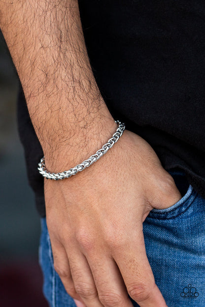 Paparazzi Accessories-Knocked It Out Of The Park Silver Men's Bracelet