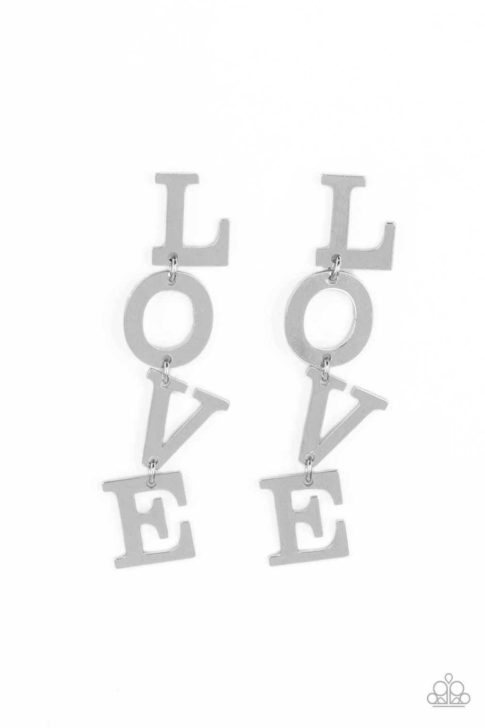 Paparazzi Accessories-L-O-V-E-Silver Letters Spell LOVE Earrings