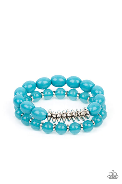 Paparazzi Accessories-La Vida Vacation Blue Glassy Acrylic Bead Bracelet