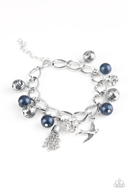 Paparazzi Accessories-Lady Love Dove Blue Pearl Charm Bracelet