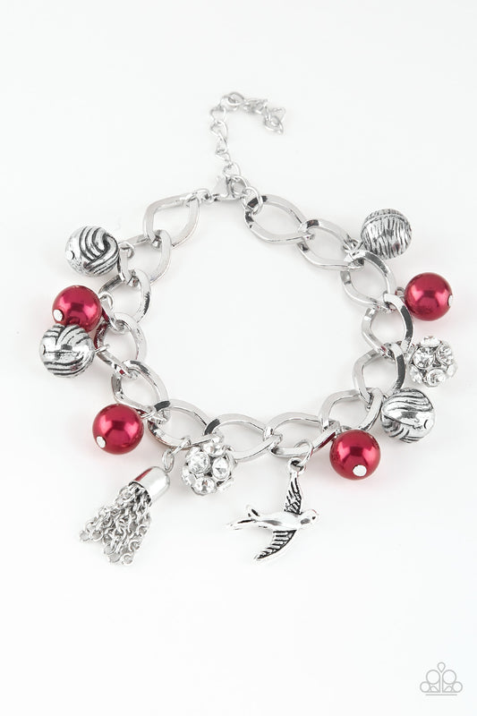 Paparazzi Accessories-Lady Love Dove Red Bracelet