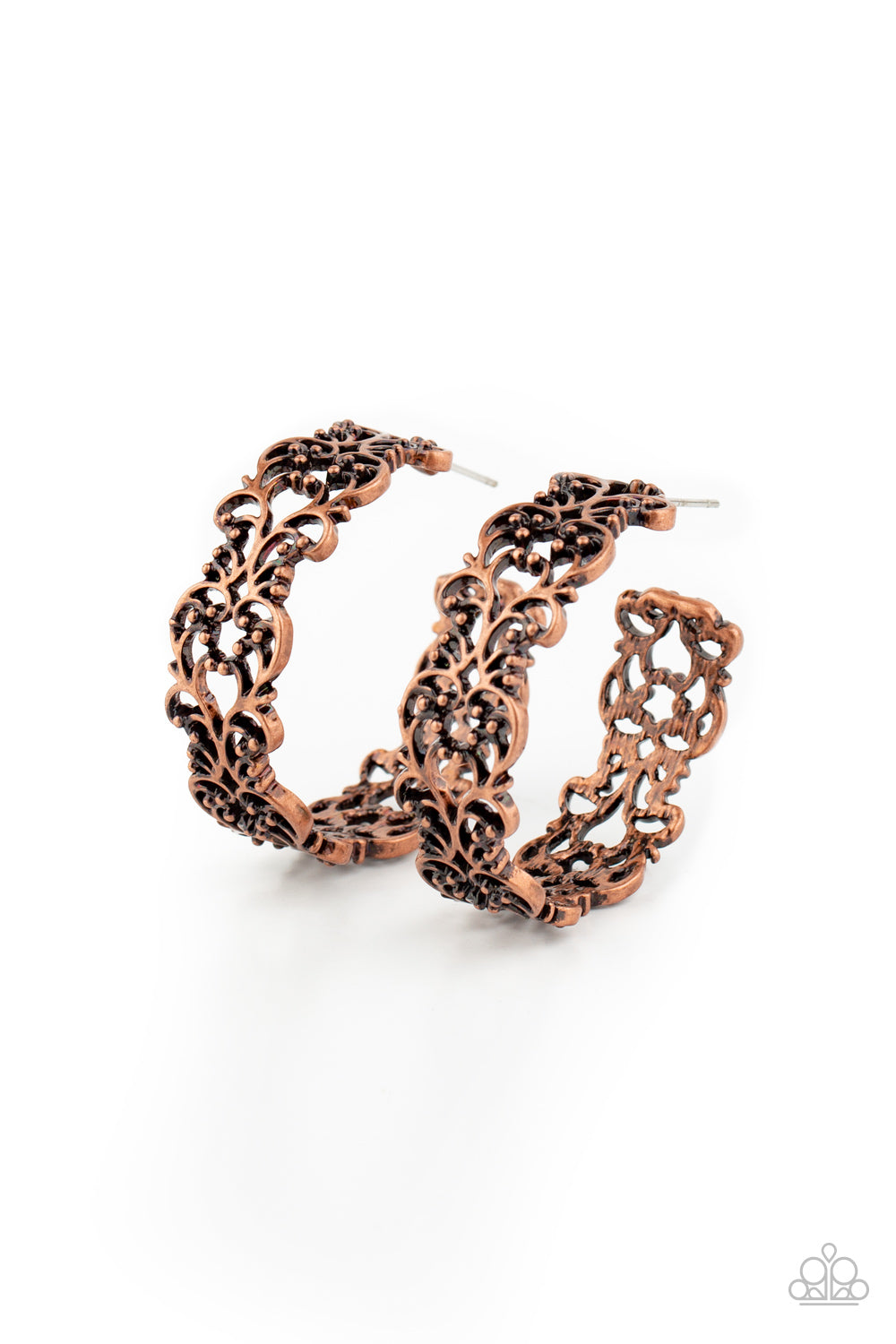 Paparazzi Accessories- Laurel Wreaths Copper Filigree Earrings