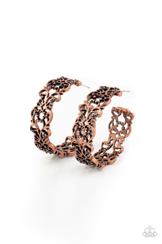 Paparazzi Accessories- Laurel Wreaths Copper Filigree Earrings
