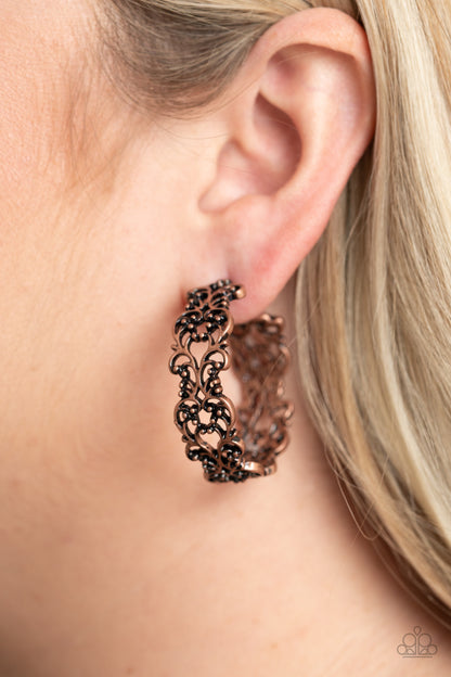 Paparazzi Accessories- Laurel Wreaths Copper Filigree Earrings