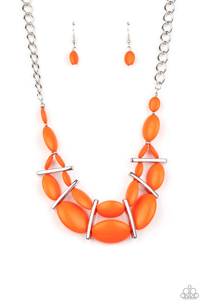 Paparazzi Accessories-Law of the Jungle Orange Necklace Set