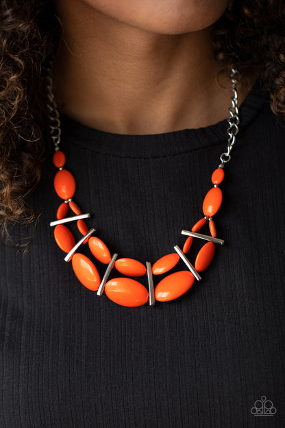 Paparazzi Accessories-Law of the Jungle Orange Necklace Set
