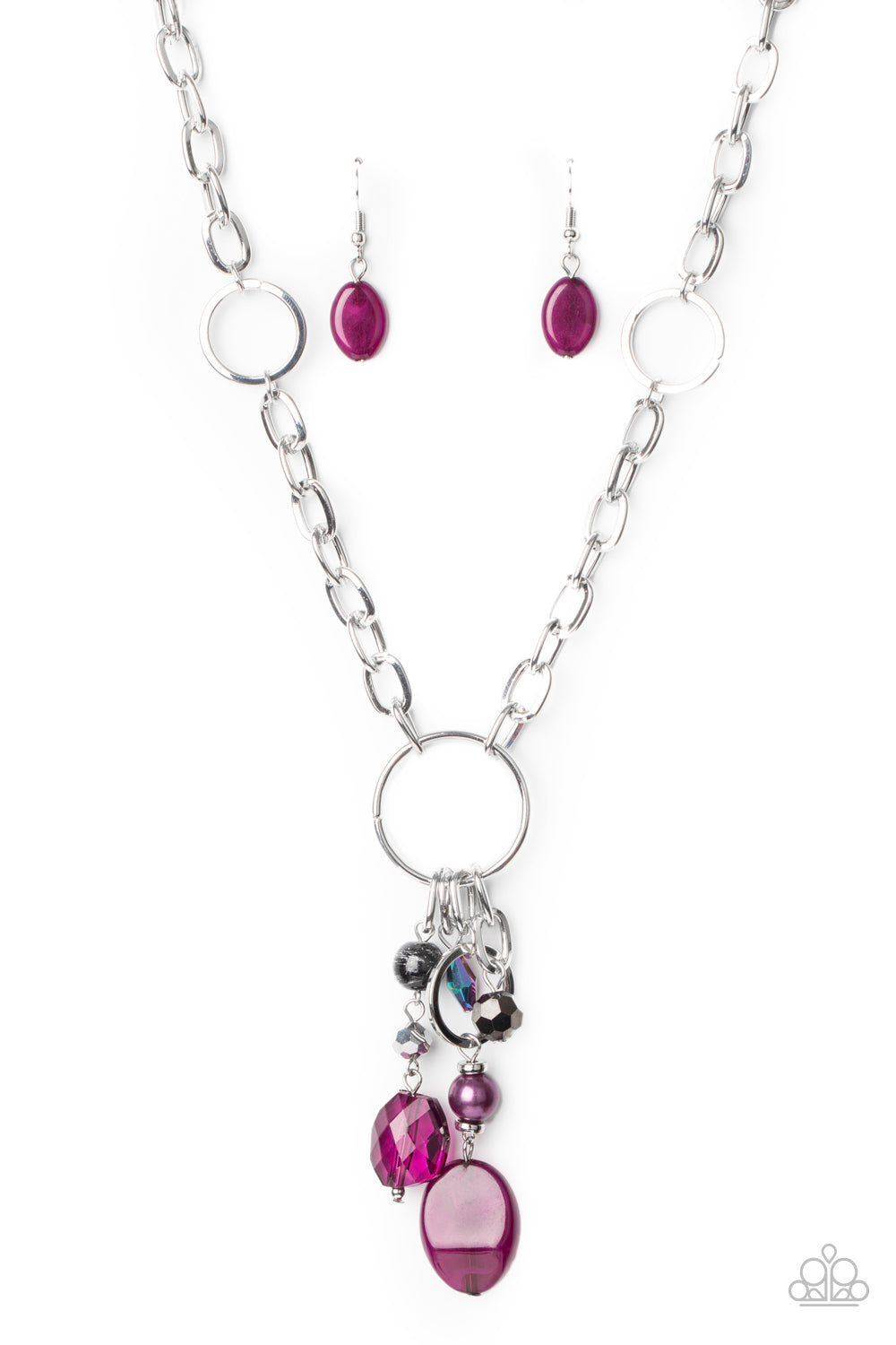 Paparazzi Accessories-Lay Down Your CHARMS Purple Necklace Set