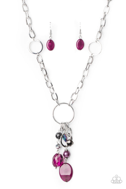 Paparazzi Accessories-Lay Down Your CHARMS Purple Necklace Set
