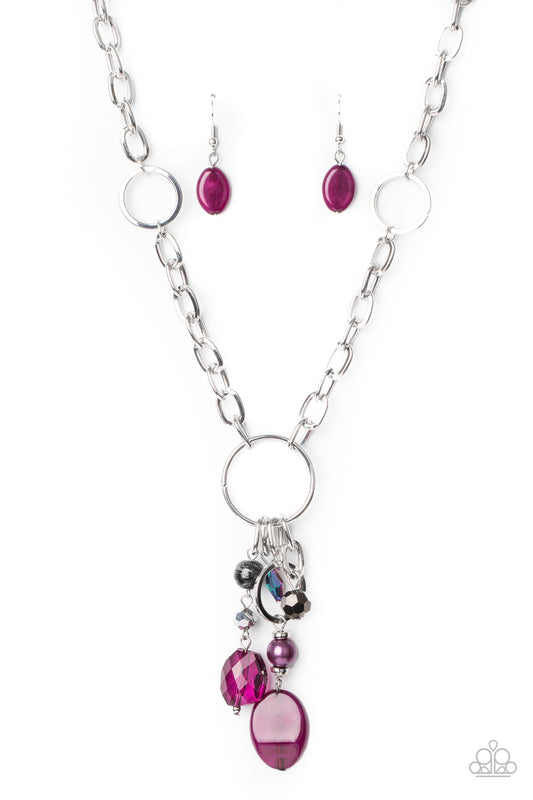 Paparazzi Accessories-Lay Down Your CHARMS Purple Necklace Set