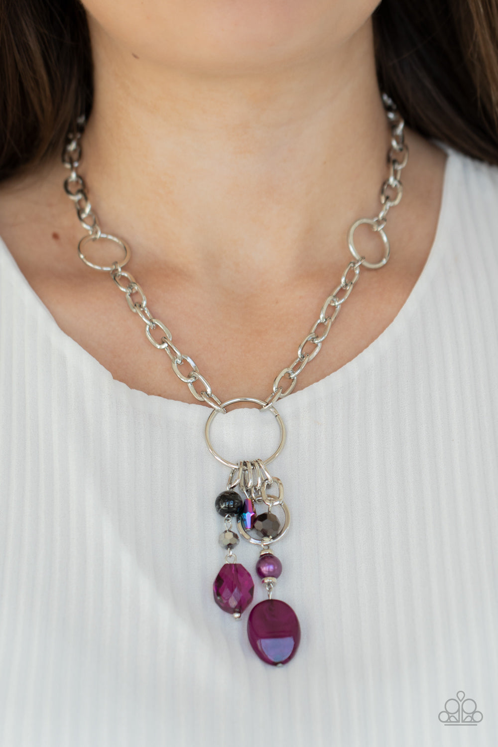 Paparazzi Accessories-Lay Down Your CHARMS Purple Necklace Set