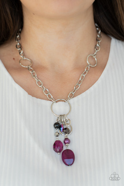 Paparazzi Accessories-Lay Down Your CHARMS Purple Necklace Set