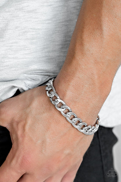 Paparazzi Accessories-Leader Board Silver Men's Link Chain Bracelet