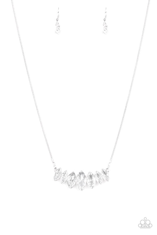 Paparazzi Accessories-Leading Lady Glittery White Gems Necklace Set