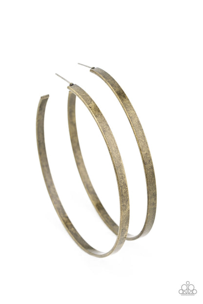 Paparazzi Accessories-Lean into The Curves Brass Hoop Earrings