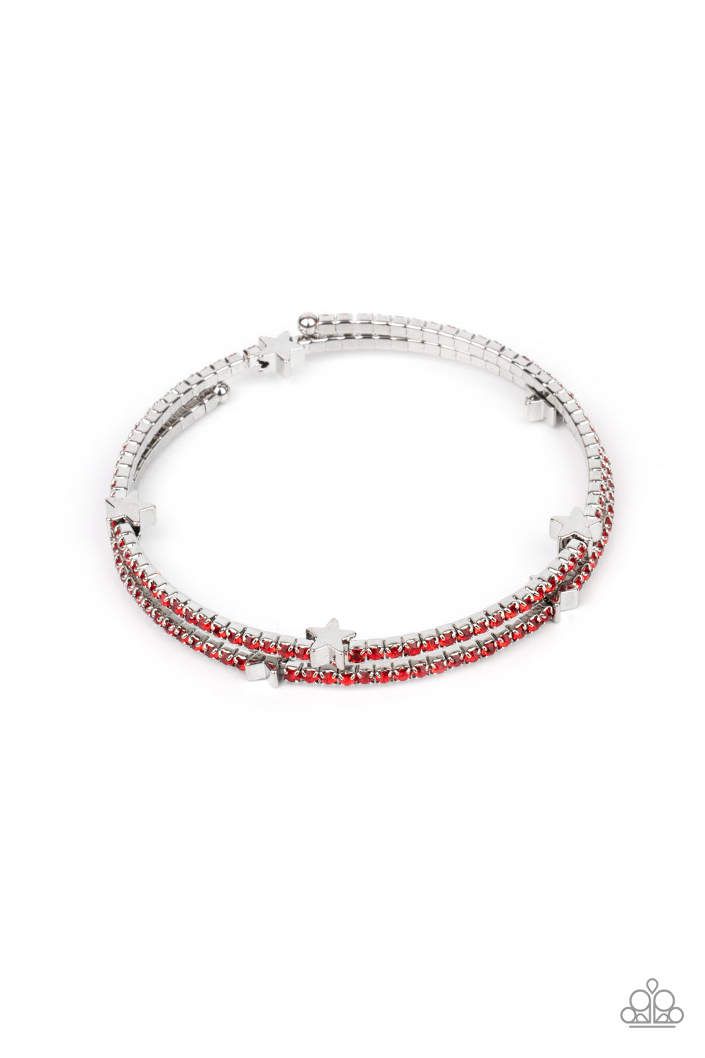 Paparazzi Accessories-Let Freedom BLING Red Dainty Star Wrap Bracelet