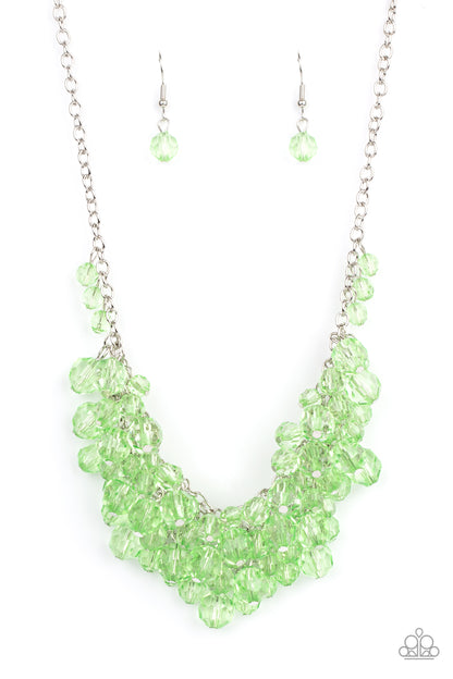 Paparazzi Accessories-Let The Festivities Begin Glittery Green Crystal Necklace Set