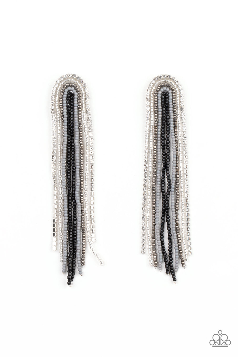 Paparazzi Accessories-Let There BEAD Light Black Glittery Seed Bead Earrings