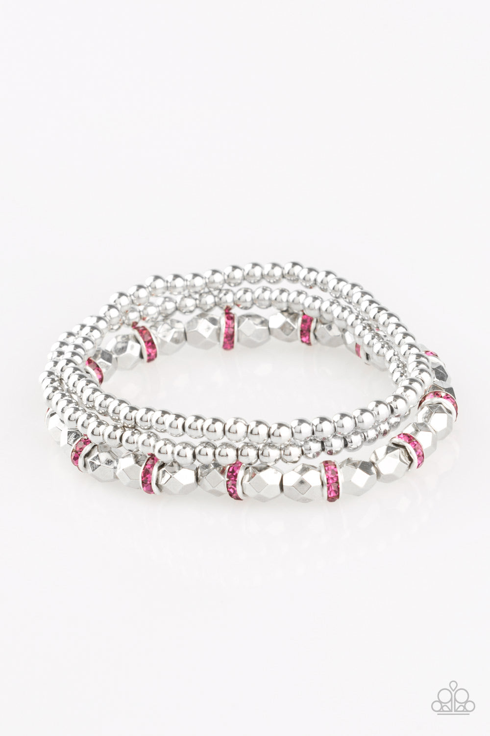 Paparazzi Accessories-Let There BEAM Light Pink Dainty Rhinestone Bracelet