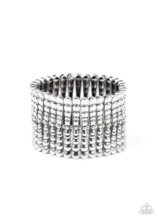 Paparazzi Accessories-Level The Field Silver Bracelet