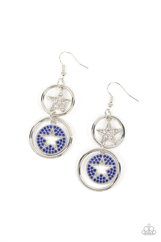 Paparazzi Accessories-Liberty and SPARKLE for All Blue Star Twinkle Rhinestone Earrings