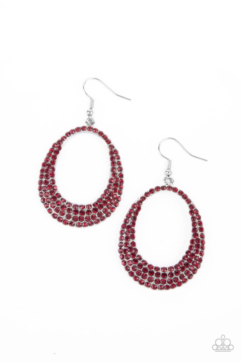 Paparazzi Accessories-Life GLOWS On Red Rhinestone Earrings