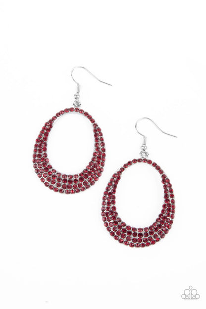 Paparazzi Accessories-Life GLOWS On Red Rhinestone Earrings