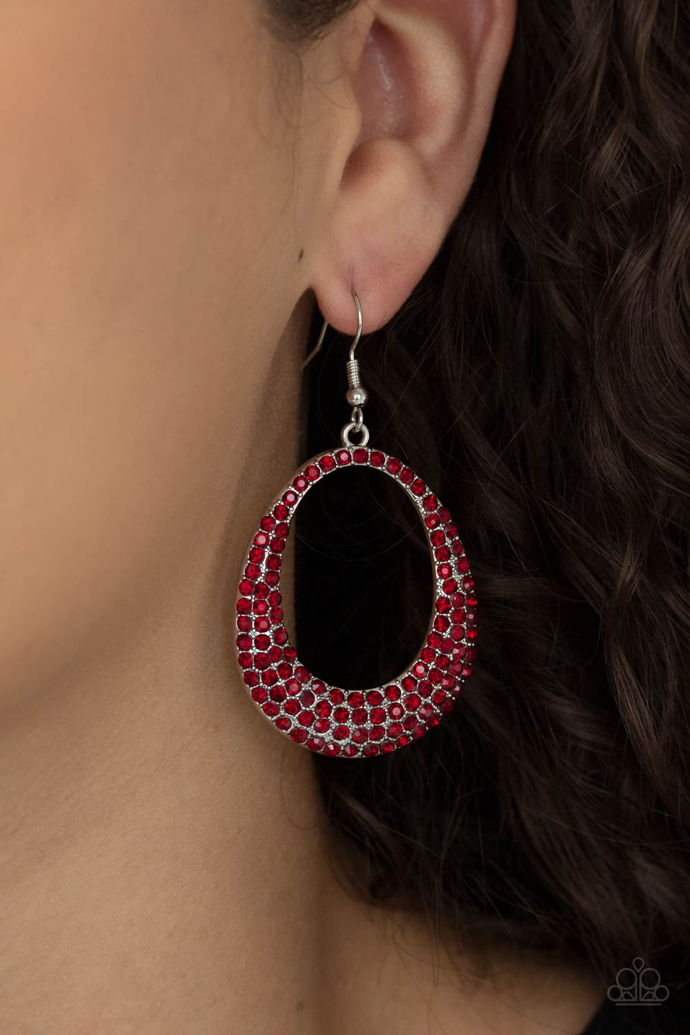 Paparazzi Accessories-Life GLOWS On Red Rhinestone Earrings