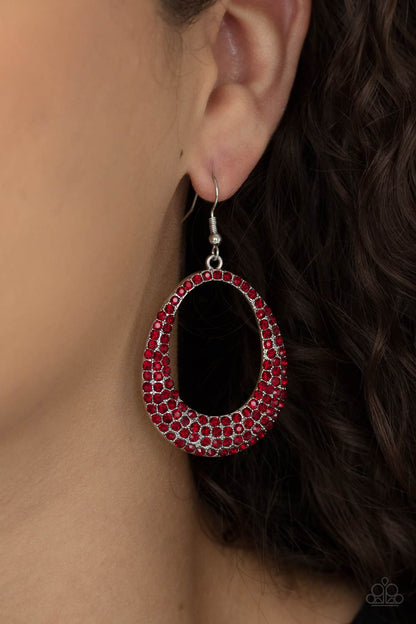 Paparazzi Accessories-Life GLOWS On Red Rhinestone Earrings