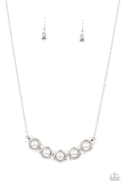 Paparazzi Accessories-Life of The Wedding Party White Pearly Necklace Set