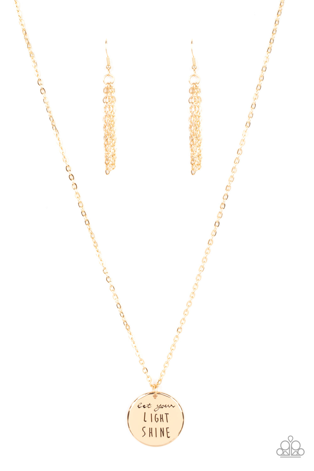 Paparazzi Accessories-Light It Up Gold Inspirational Let Your Light Shine Necklace Set