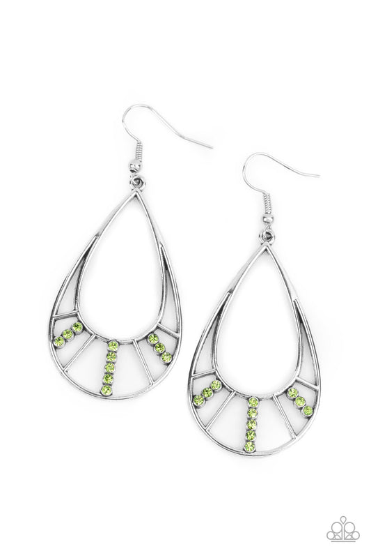 Paparazzi Accessories-Line Crossing Sparkles Green Earrings