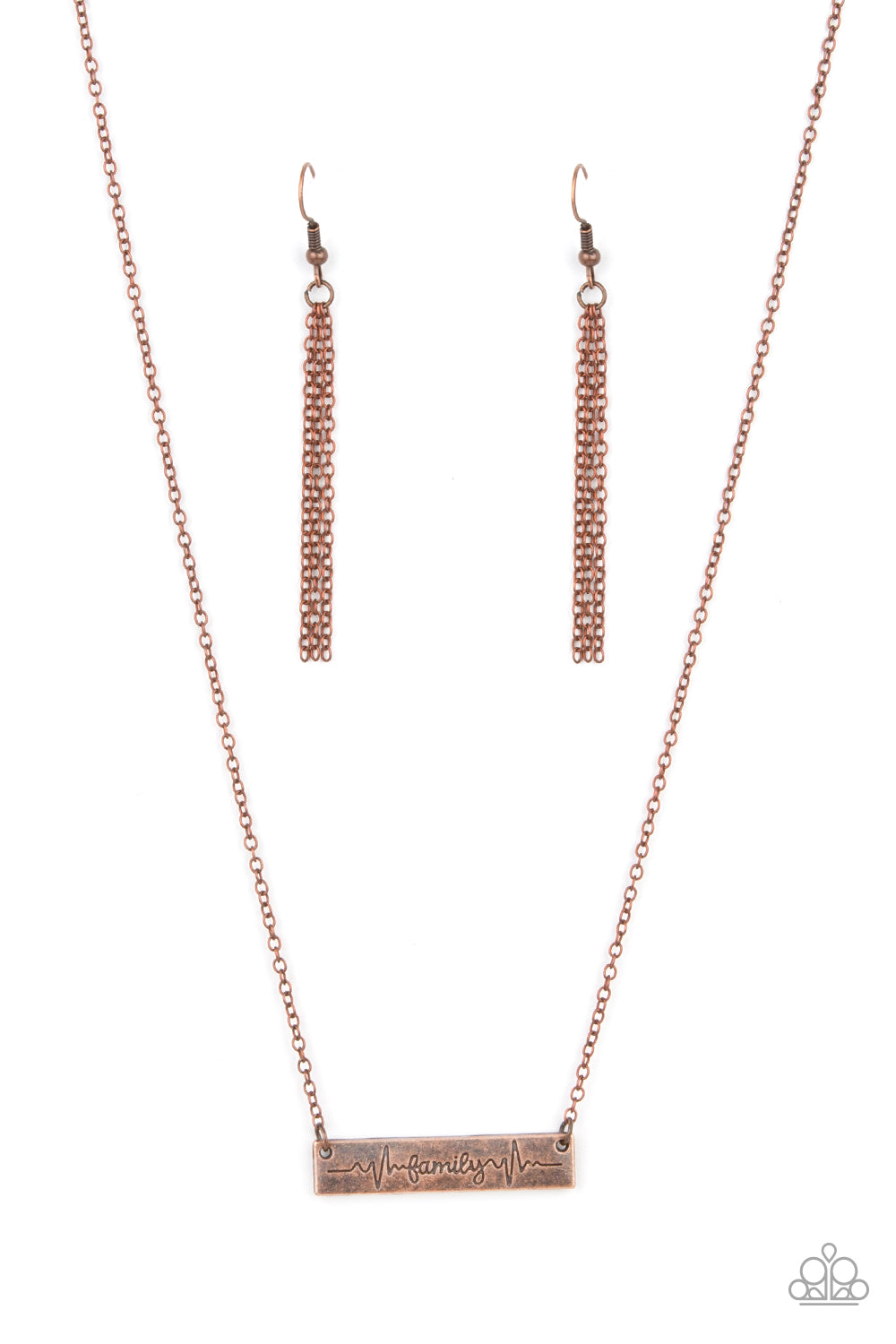 Paparazzi Accessories-Living The Mom Life Copper Inscribed "Family" Necklace Set