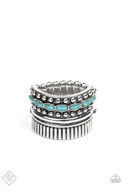 Paparazzi Accessories-Local Flavor Blue Linear Turquoise Fashion Fix Ring