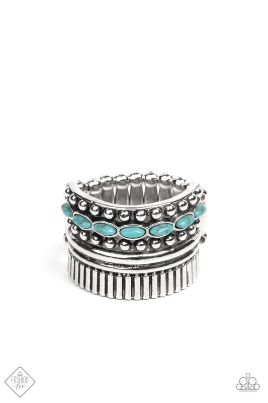Paparazzi Accessories-Local Flavor Blue Linear Turquoise Fashion Fix Ring