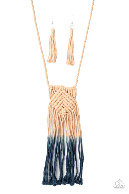 Paparazzi Accessories-Look At MACRAME Now Blue Necklace Set