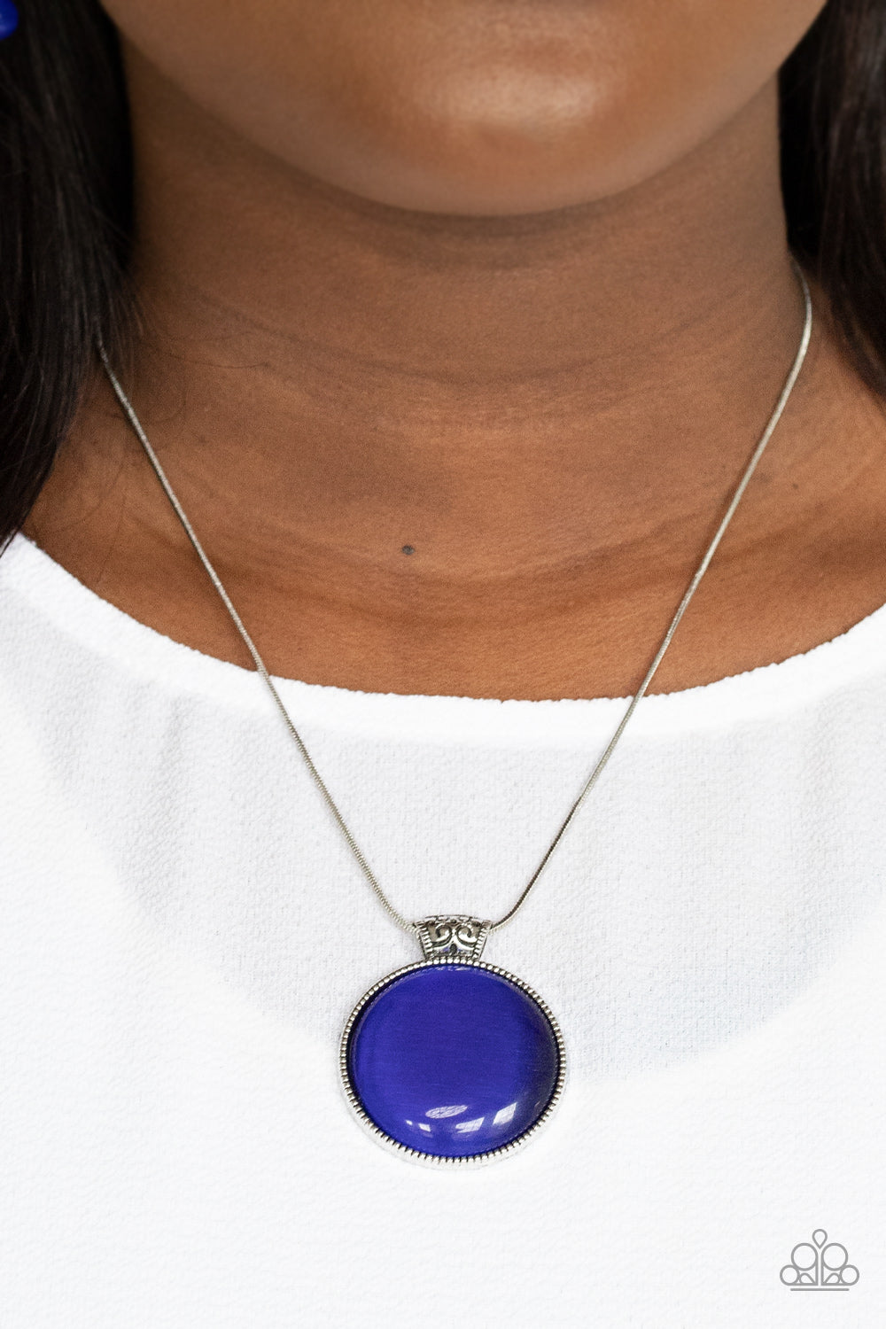 Paparazzi Accessories-Look Into My Aura Blue Cat's Eye Necklace Set