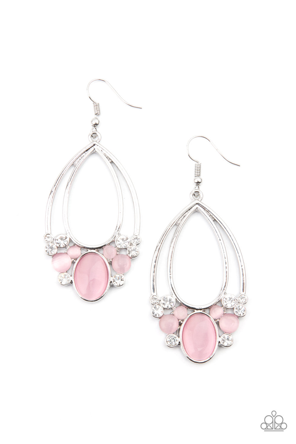 Paparazzi Accessories-Look Into My Crystal Ball Pink Cat's Eye Earrings