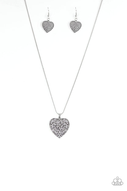 Paparazzi Accessories-Look Into Your Heart Silver Pendant Necklace Set