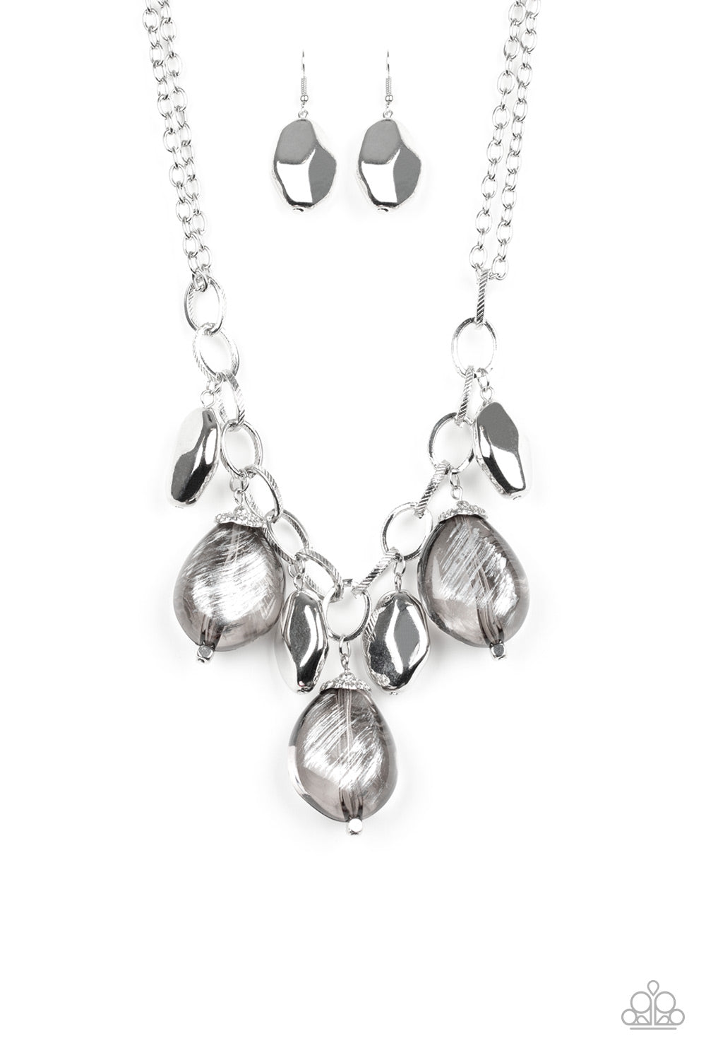 Paparazzi Accessories-Looking Glass Glamorous Silver Metallic Necklace Set