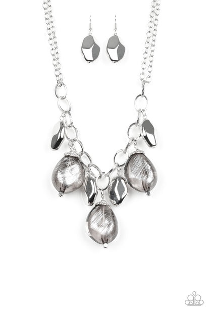 Paparazzi Accessories-Looking Glass Glamorous Silver Metallic Necklace Set
