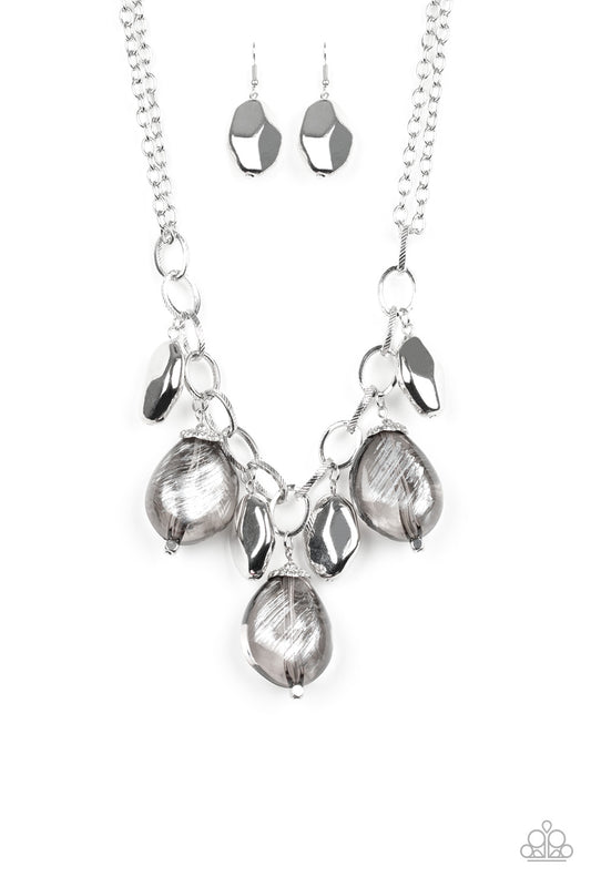Paparazzi Accessories-Looking Glass Glamorous Silver Metallic Necklace Set