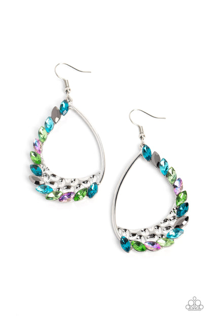 Paparazzi Accessories-Looking Sharp-Multi Marquise Gem Teardrop Earrings