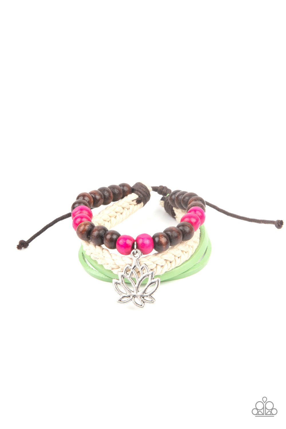 Paparazzi Accessories-Lotus Beach Pink Wooden Charm Bracelet