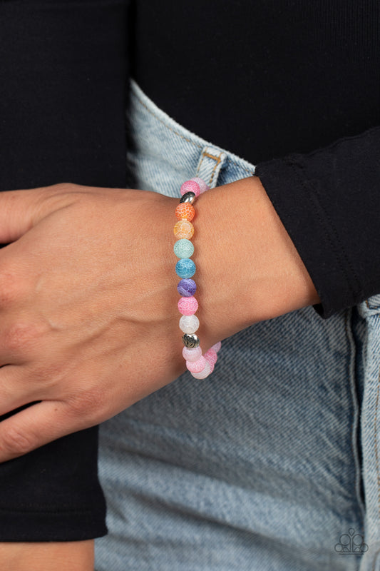 Paparazzi Accessories-Lotus Chakra Pink Speckled Stone Bead Bracelet