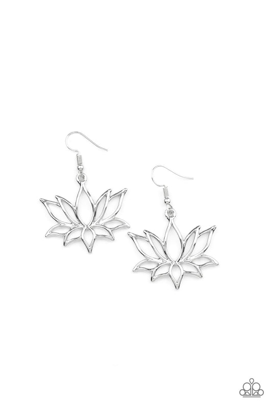 Paparazzi Accessories-Lotus Ponds  Silver Shimmer Eaarings