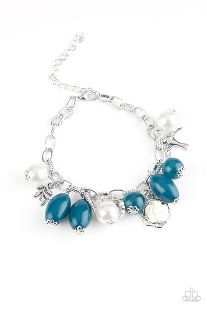 Paparazzi Accessories-Love Dove Blue Silver Charm Bracelet