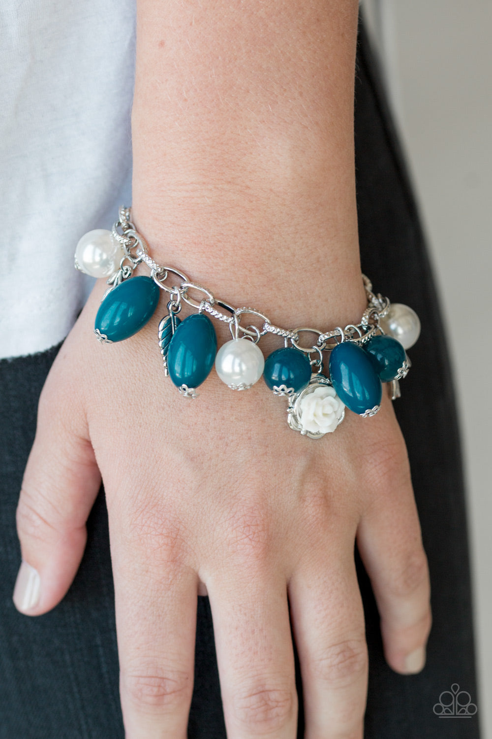 Paparazzi Accessories-Love Dove Blue Silver Charm Bracelet