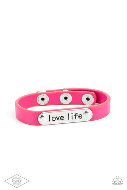 Paparazzi Accessories-Love Life Pink LOTP Inspirational Bracelet