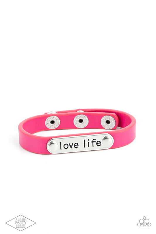 Paparazzi Accessories-Love Life Pink LOTP Inspirational Bracelet
