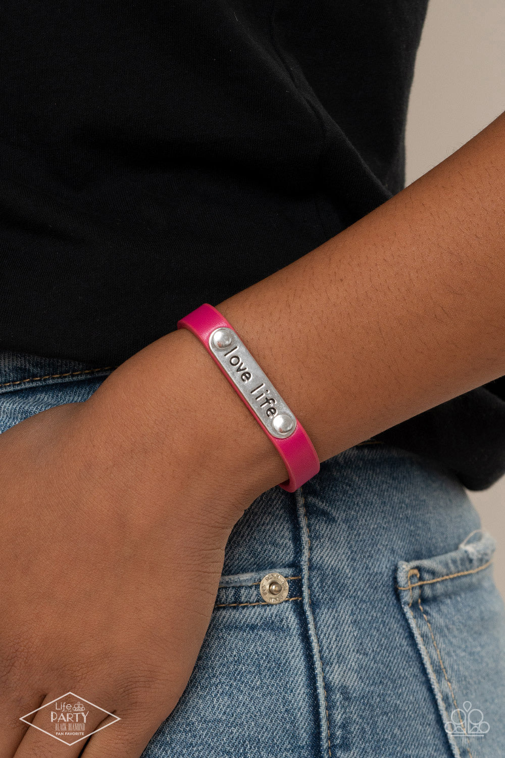 Paparazzi Accessories-Love Life Pink LOTP Inspirational Bracelet